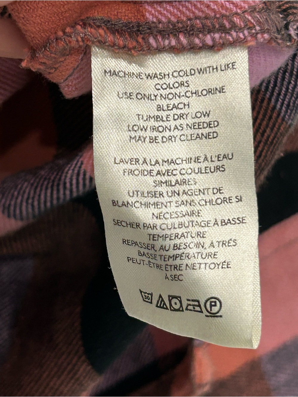 We The Free Plaid Izzie Cargo Jacket, Pink Flannel Button Down Coat Cotton M - Picture 5 of 8